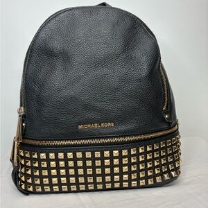 Michael Kors Rhea Studded Mini Leather Backpack Black | Adjustable Straps | Gent